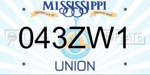 043ZW1 Mississippi License Plate