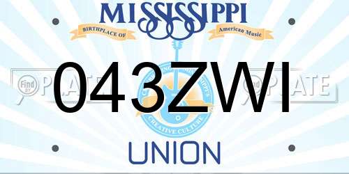 043ZWI Mississippi License Plate
