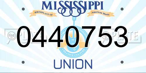 0440753 Mississippi License Plate
