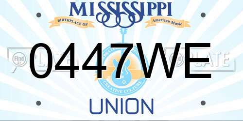 0447WE Mississippi License Plate
