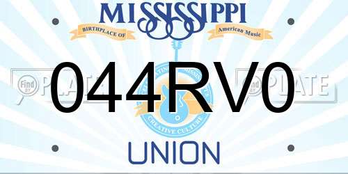 044RV0 Mississippi License Plate