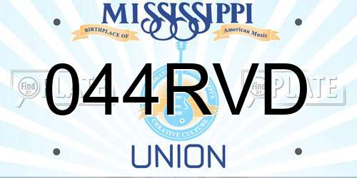 044RVD Mississippi License Plate