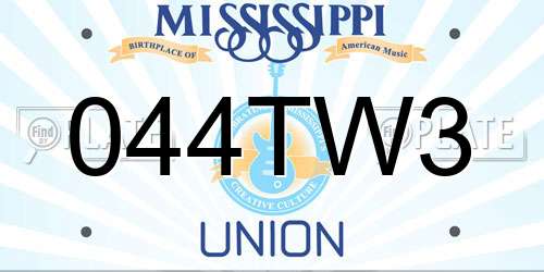 044TW3 Mississippi License Plate