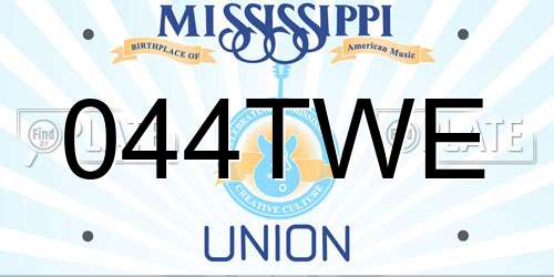 044TWE Mississippi License Plate