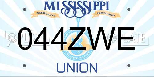 044ZWE Mississippi License Plate