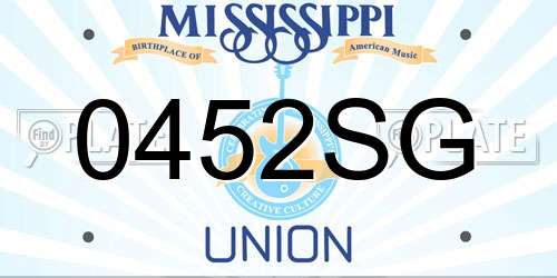 0452SG Mississippi License Plate