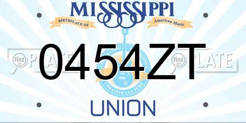 0454ZT Mississippi License Plate