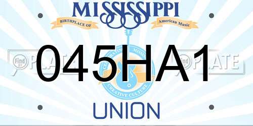 045HA1 Mississippi License Plate