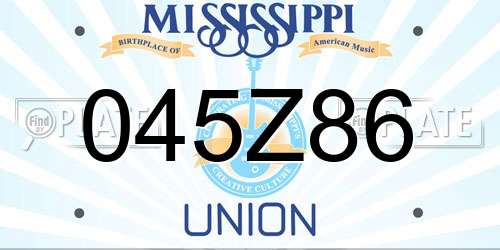 045Z86 Mississippi License Plate