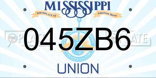 045ZB6 Mississippi License Plate