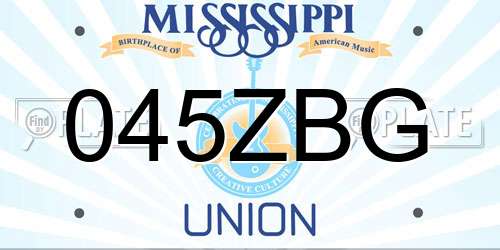045ZBG Mississippi License Plate