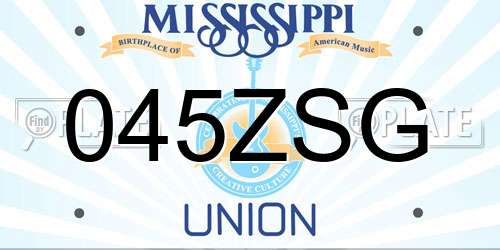 045ZSG Mississippi License Plate
