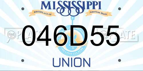 046D55 Mississippi License Plate