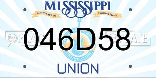 046D58 Mississippi License Plate