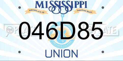 046D85 Mississippi License Plate
