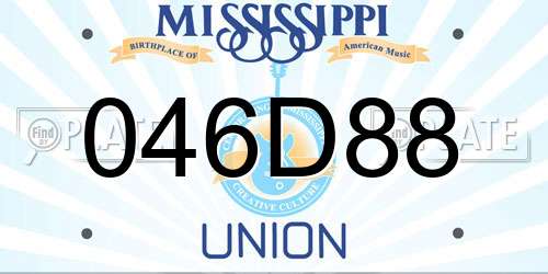 046D88 Mississippi License Plate