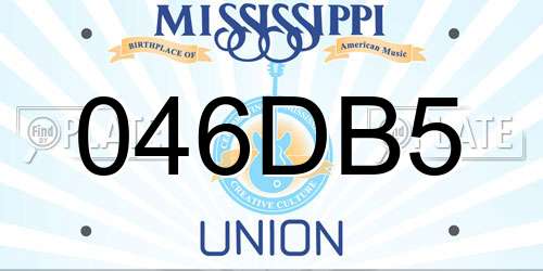 046DB5 Mississippi License Plate