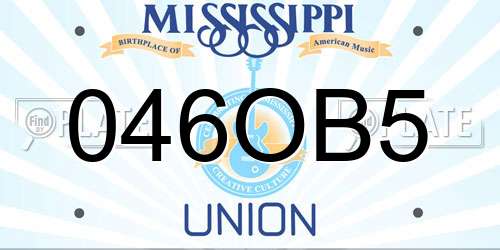 046OB5 Mississippi License Plate