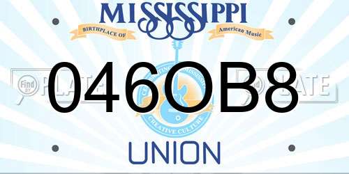 046OB8 Mississippi License Plate