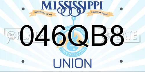 046QB8 Mississippi License Plate