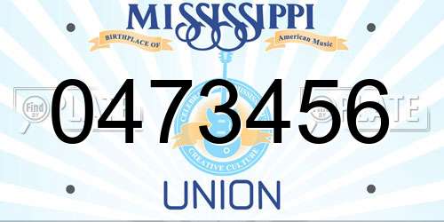 0473456 Mississippi License Plate