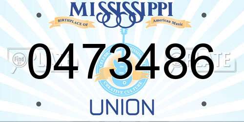 0473486 Mississippi License Plate