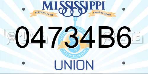 04734B6 Mississippi License Plate