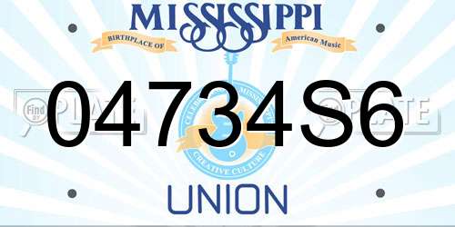 04734S6 Mississippi License Plate
