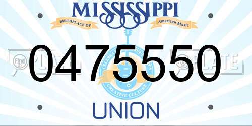 0475550 Mississippi License Plate