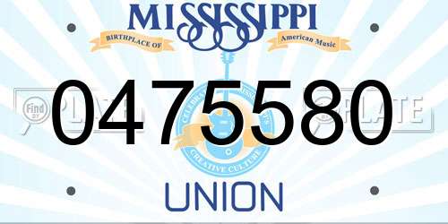 0475580 Mississippi License Plate