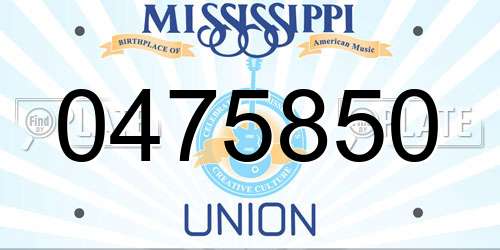0475850 Mississippi License Plate