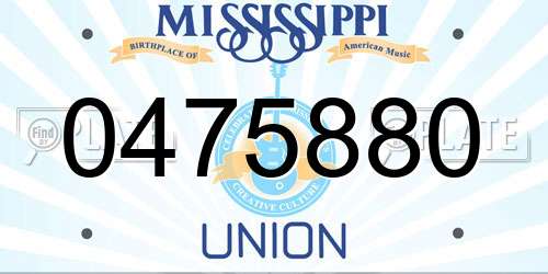 0475880 Mississippi License Plate