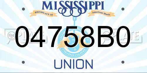 04758B0 Mississippi License Plate