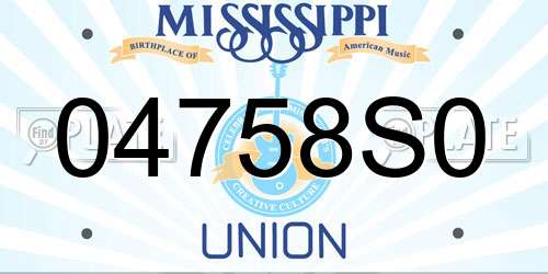 04758S0 Mississippi License Plate