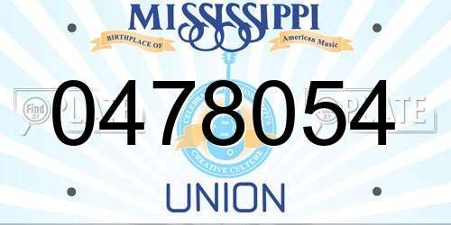 0478054 Mississippi License Plate