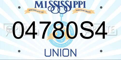 04780S4 Mississippi License Plate