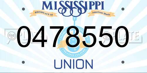 0478550 Mississippi License Plate