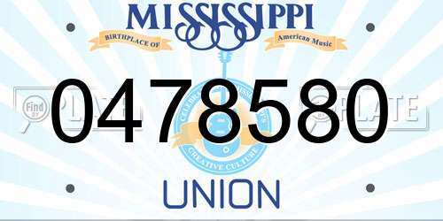 0478580 Mississippi License Plate