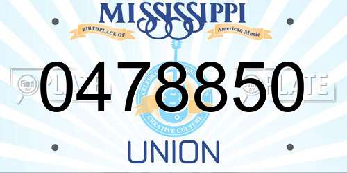 0478850 Mississippi License Plate