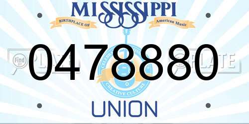 0478880 Mississippi License Plate