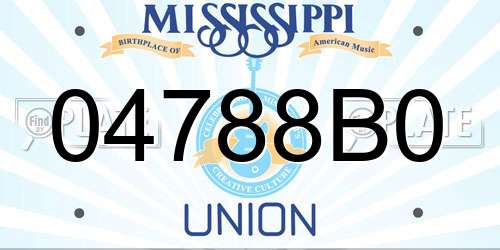 04788B0 Mississippi License Plate