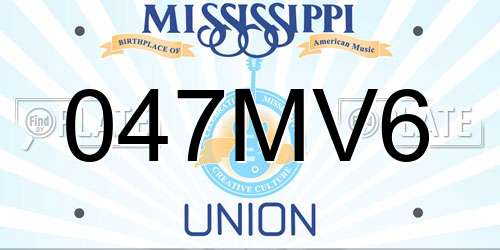047MV6 Mississippi License Plate