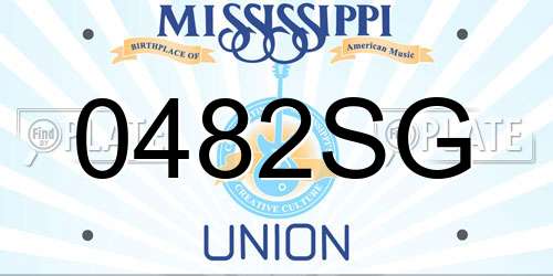 0482SG Mississippi License Plate