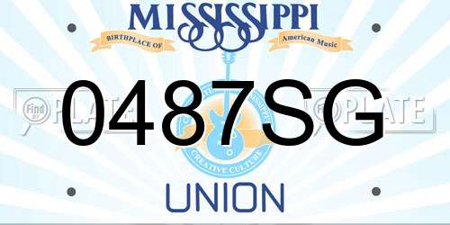 0487SG Mississippi License Plate