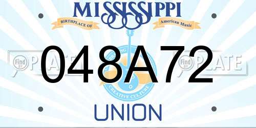 048A72 Mississippi License Plate