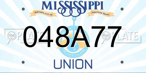 048A77 Mississippi License Plate