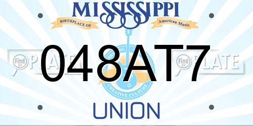048AT7 Mississippi License Plate