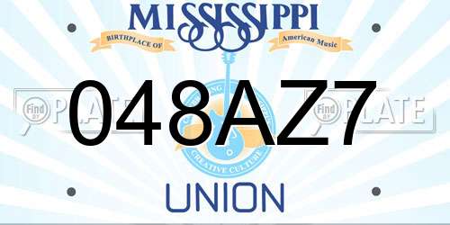 048AZ7 Mississippi License Plate