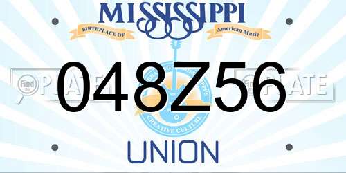 048Z56 Mississippi License Plate