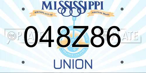 048Z86 Mississippi License Plate